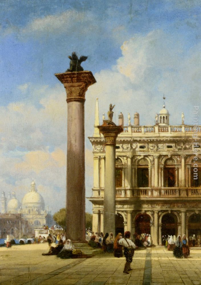 Figures in St Marks Square Venice painting - William Wilde Figures in St Marks Square Venice art painting